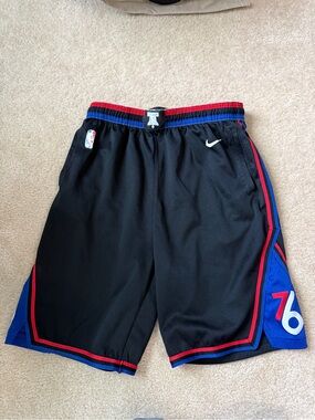 NBA Boys Black Blue Red 76ers Basketball Shorts